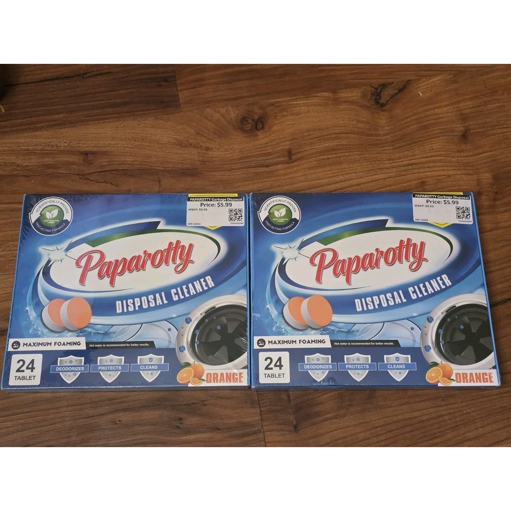 2 Pack Paparotty Garbage Disposal Cleaner Deodorizer 24ct Tablets Orange Citrus